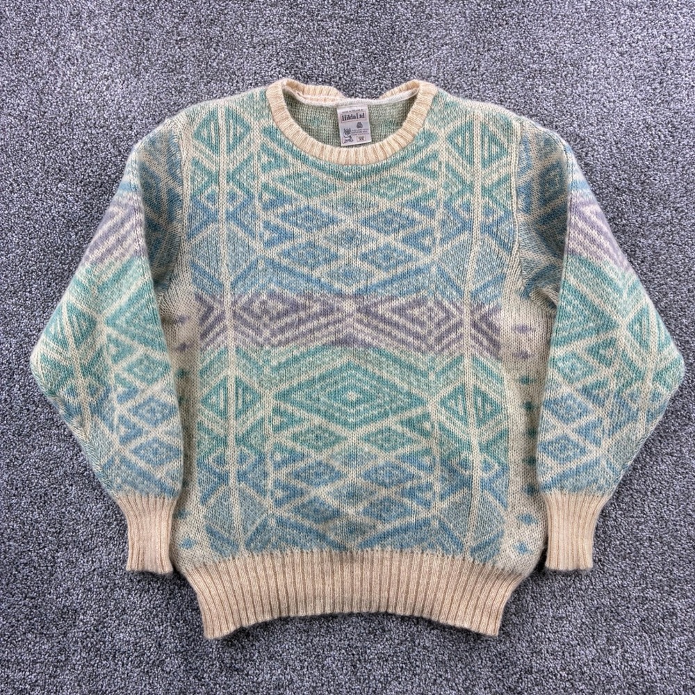 Vintage Hilda Ltd Icelandic Sweater Women's XS Wool Nordic Fair Isle Pullover